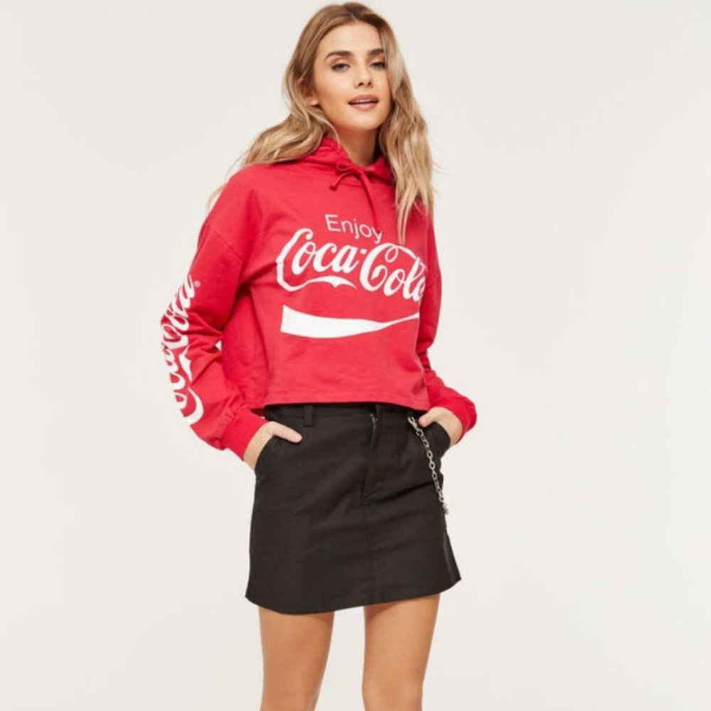 Coca cola womens red cropped hoodie size S